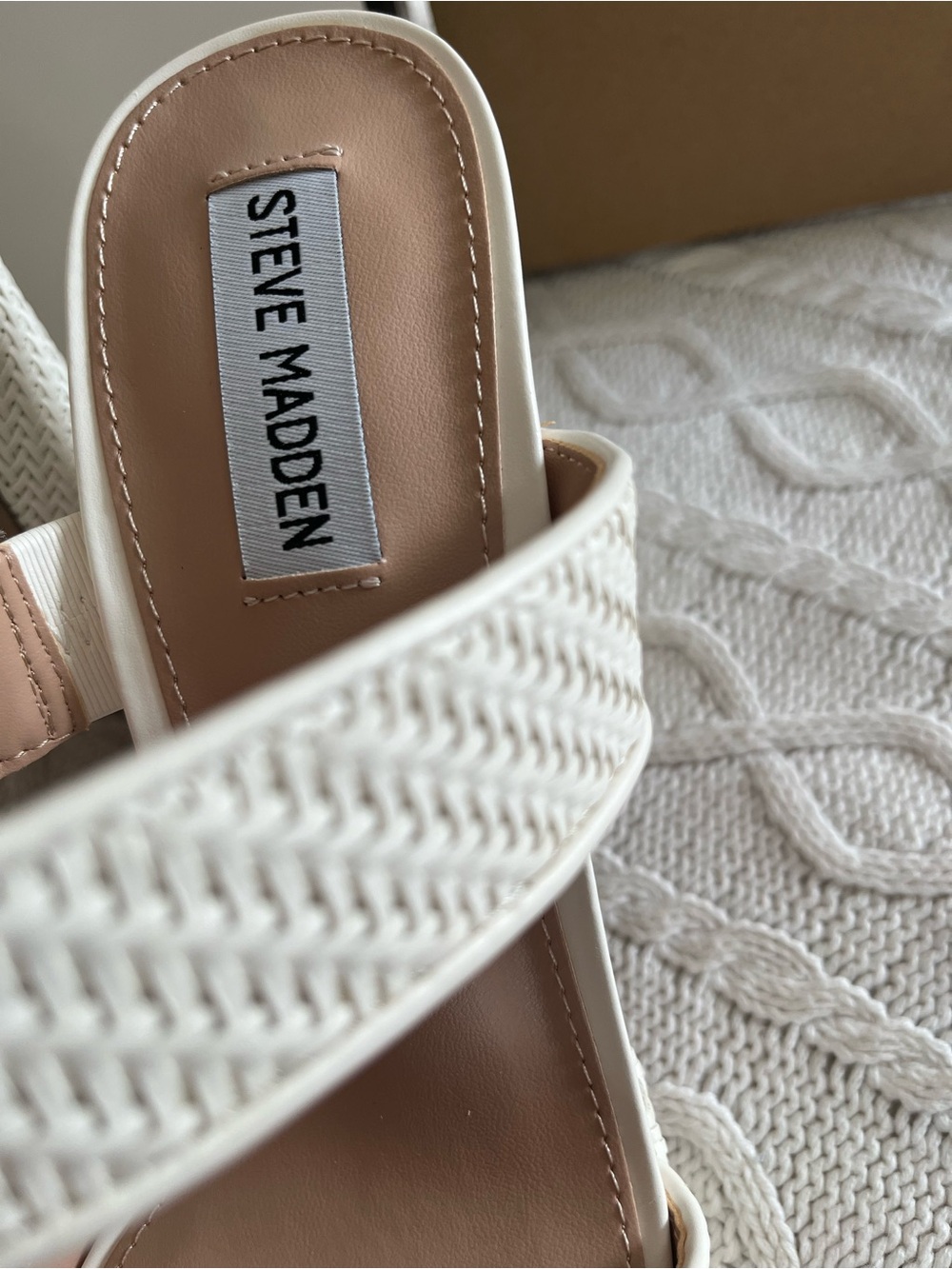 Steve Madden “Stance” Cream Woven Slip On Platform Sandal Various Sizes - Picture 14 of 14